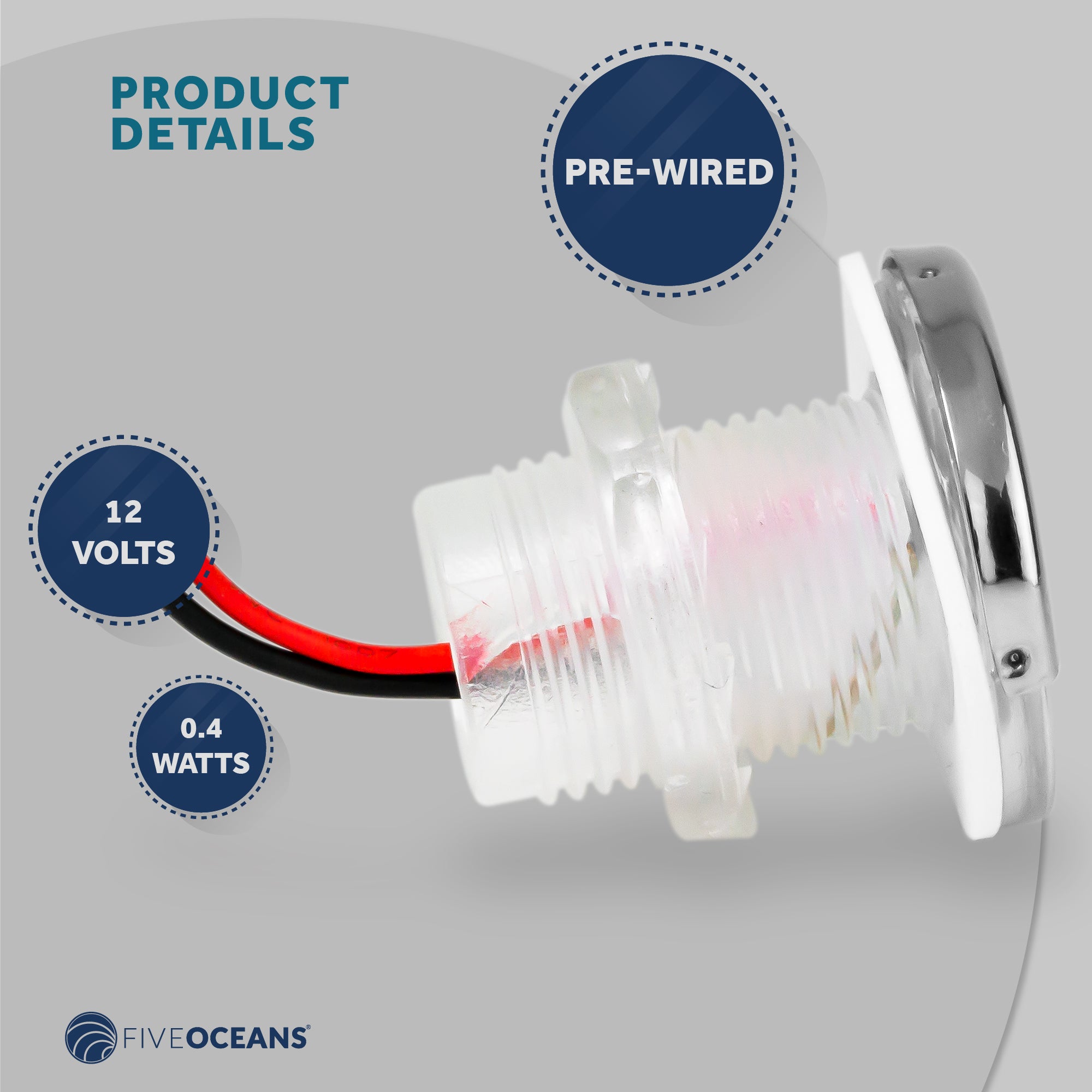 1-5/16" Livewell Courtesy Light, Round Accent, Cool White LED, 4-Pack - FO4598-M4