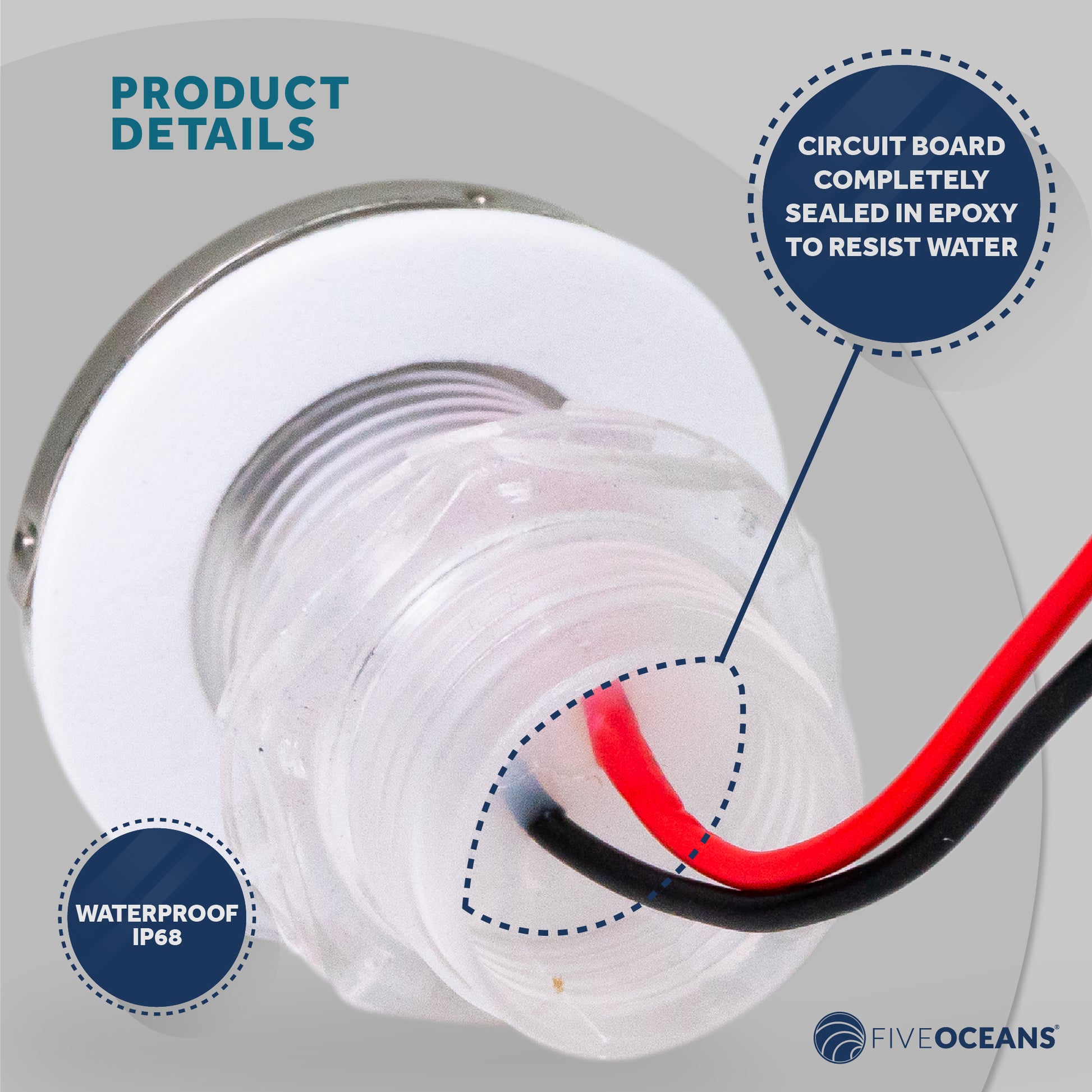 1-5/16" Livewell Courtesy Light, Round Accent, Cool White LED, 4-Pack - FO4598-M4 - Five Oceans