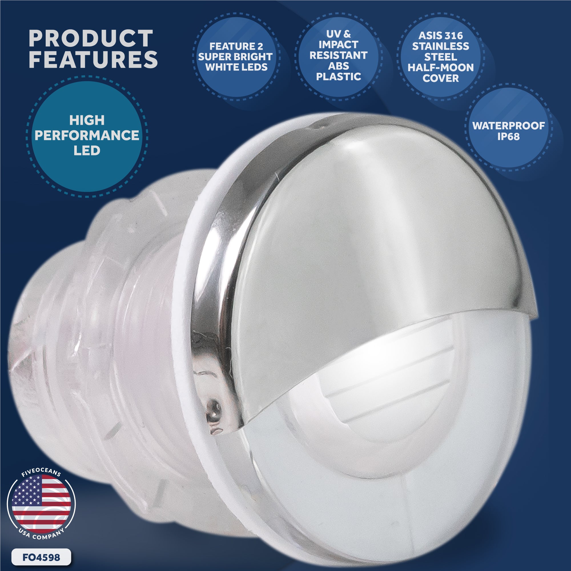 1-5/16" Livewell Courtesy Light, Round Accent, Cool White LED - FO4598