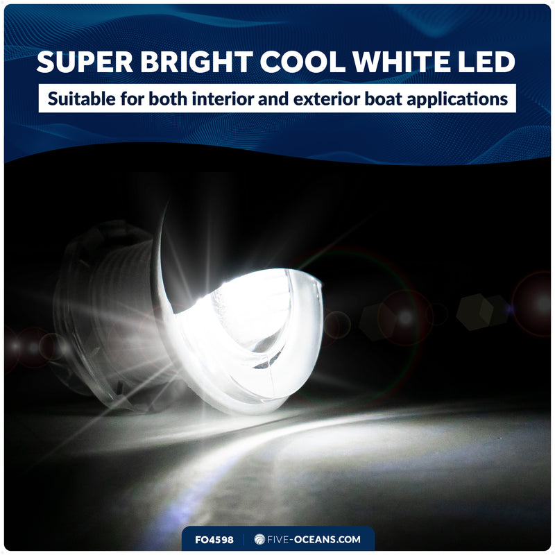 1-5/16" LED Thru-Hull Livewell / Courtesy Light, Cool White, 12V - FO4598 - Five Oceans