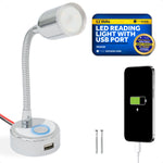 RV LED Reading Light with Charging USB Port - FO4599 - Five Oceans