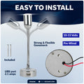 LED Reading Light with USB Charging Port, Warm White, Flexible Gooseneck, Silver Housing, 12V - FO4599 - Five Oceans
