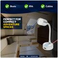 LED Reading Light with USB Charging Port, Warm White, Flexible Gooseneck, Silver Housing, 12V - FO4599 - Five Oceans