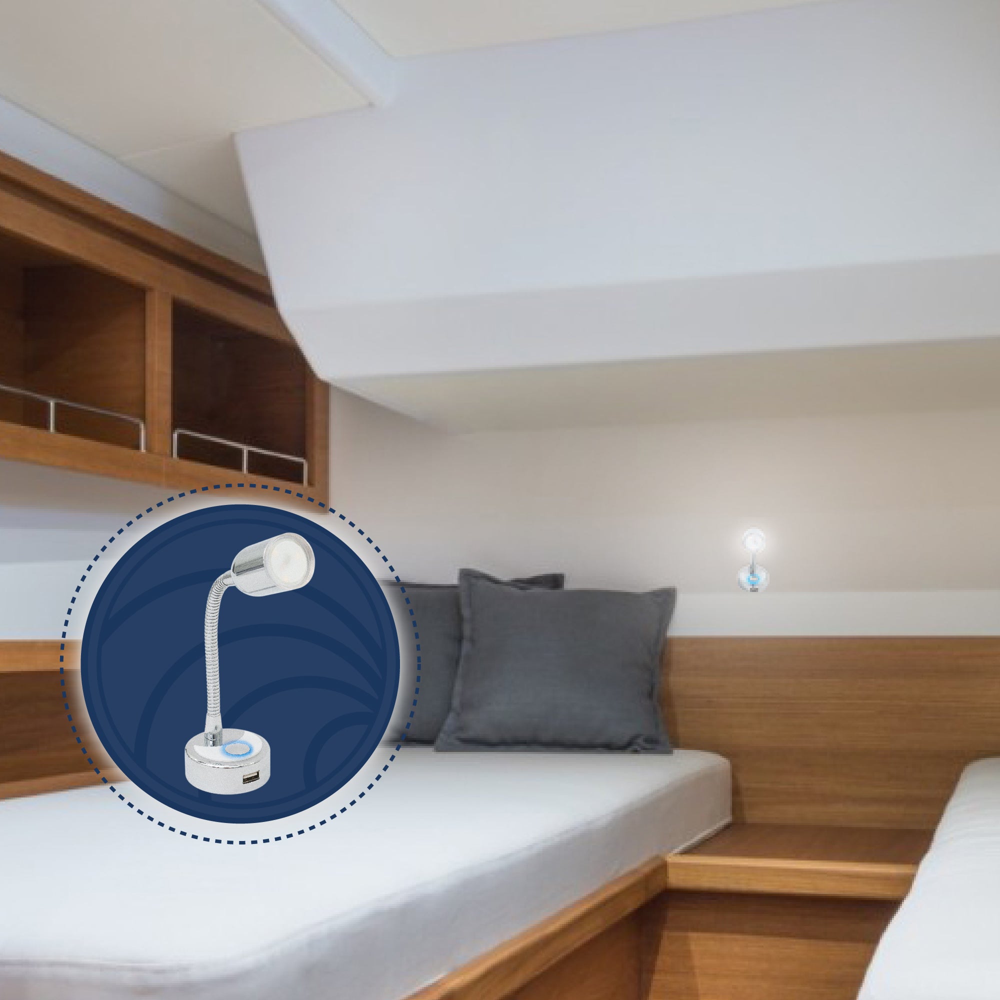 RV LED Reading Light with Charging USB Port - FO4599 - Five Oceans