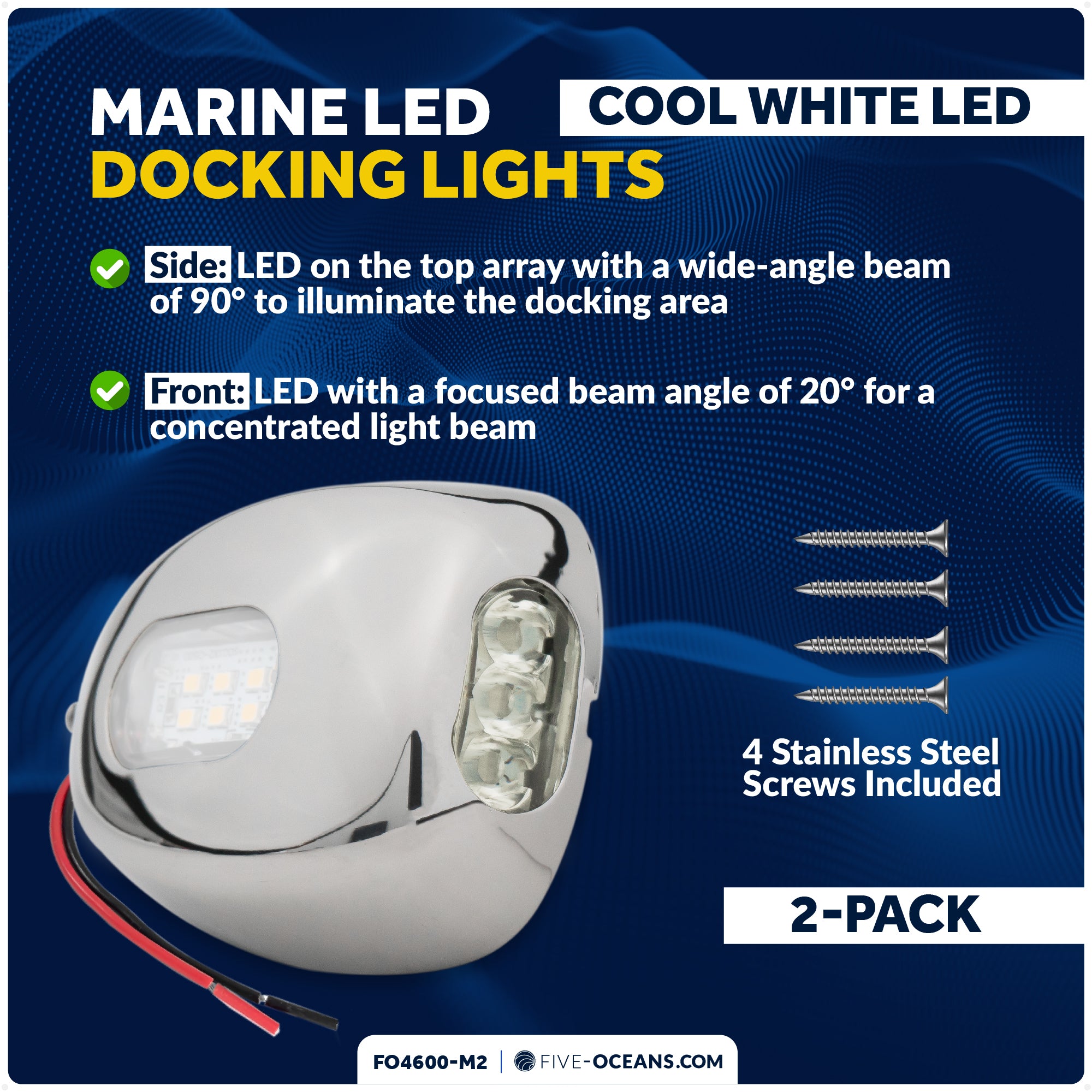 LED Docking Lights, 12V, 2-Pack - FO4600-M2 - Five Oceans
