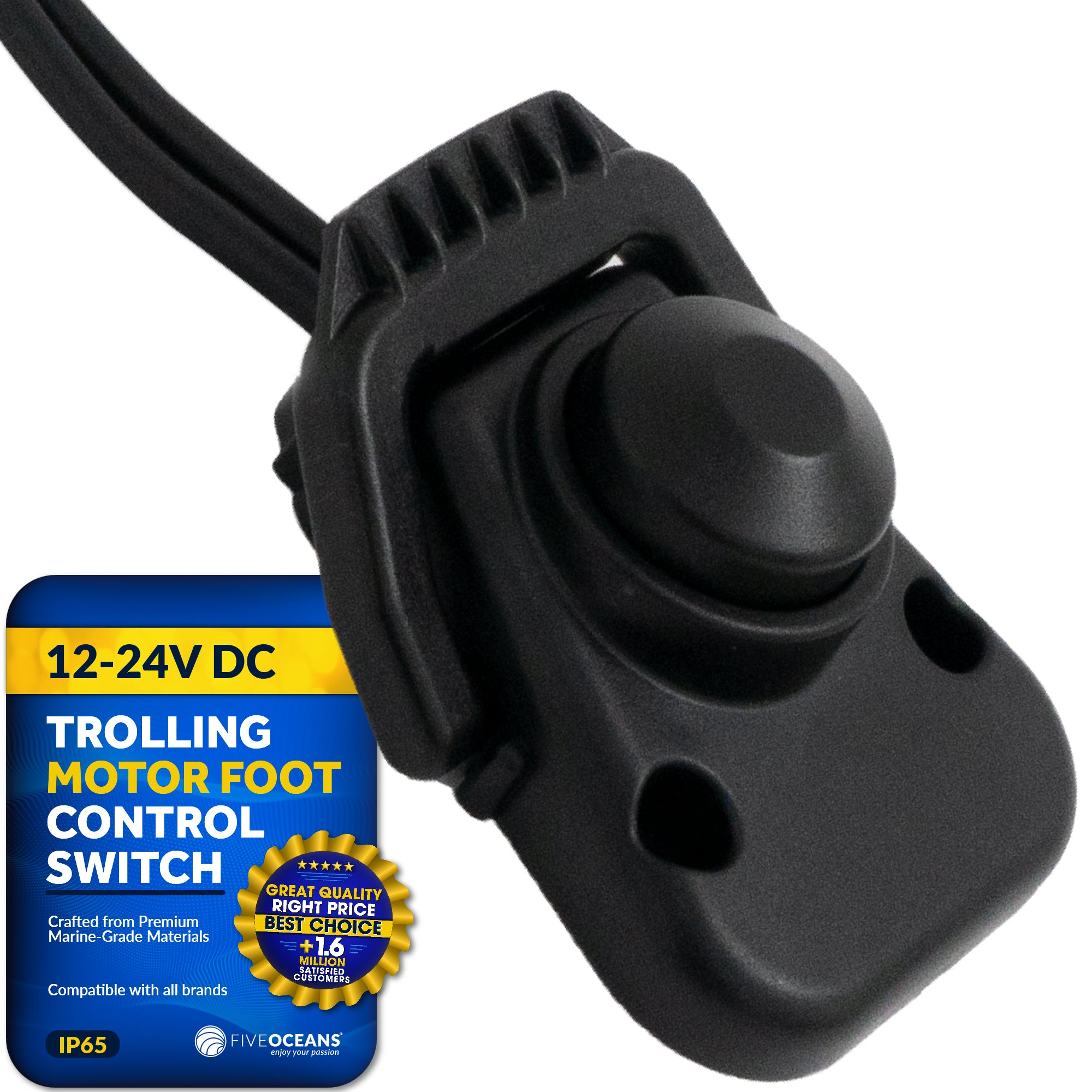 Trolling Motor Foot Switch with  On Lever Continuous Control, 12-24V - FO4601 - Five Oceans