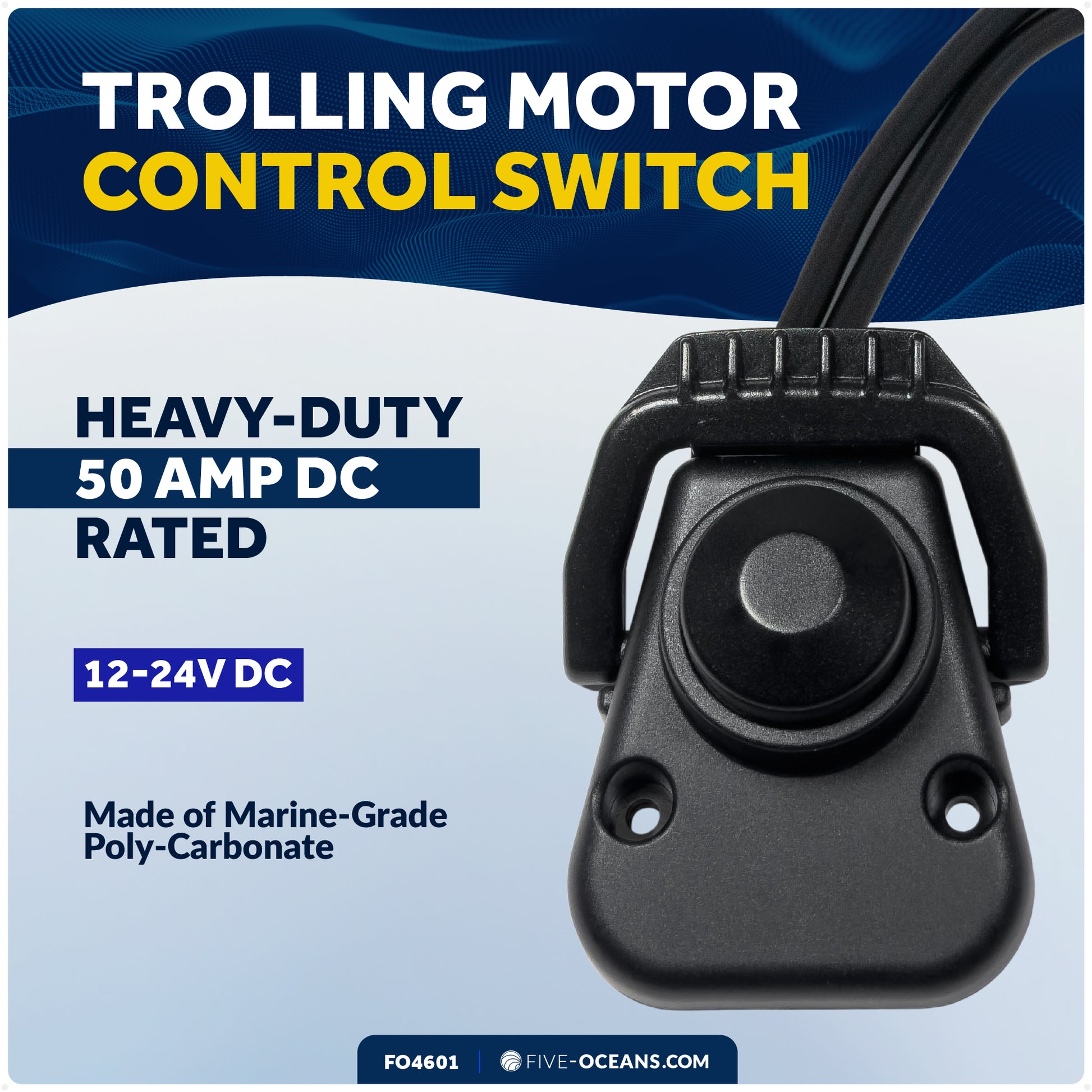Trolling Motor Foot Switch with On Lever Continuous Control, 12-24V - FO4601 - Five Oceans