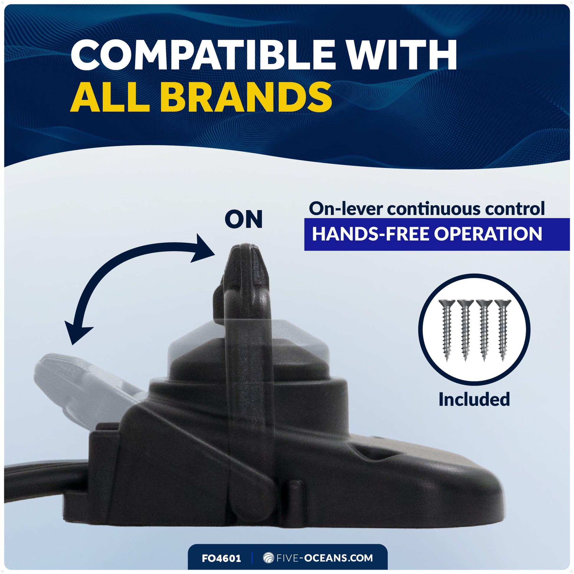 Trolling Motor Foot Switch with On Lever Continuous Control, 12-24V - FO4601 - Five Oceans