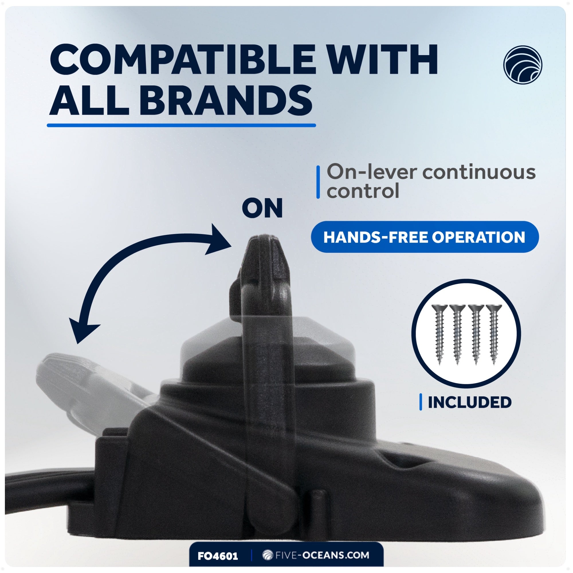 Trolling Motor Foot Switch with  On Lever Continuous Control, 12-24V - FO4601 - Five Oceans