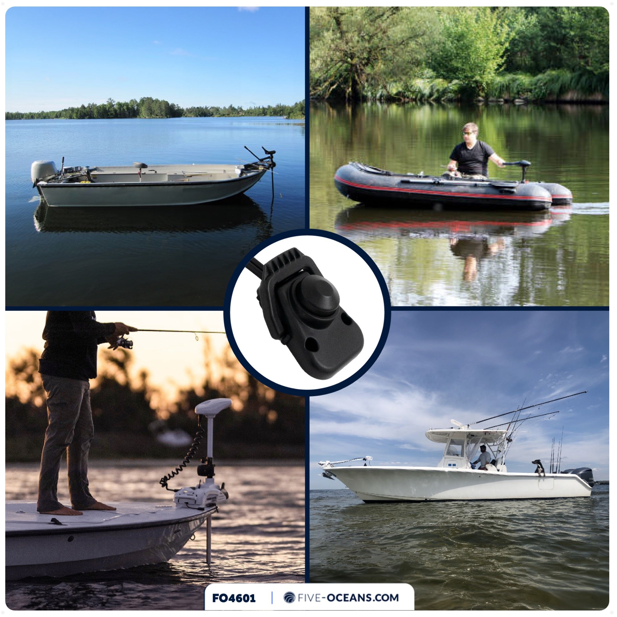 Trolling Motor Foot Switch with  On Lever Continuous Control, 12-24V - FO4601 - Five Oceans