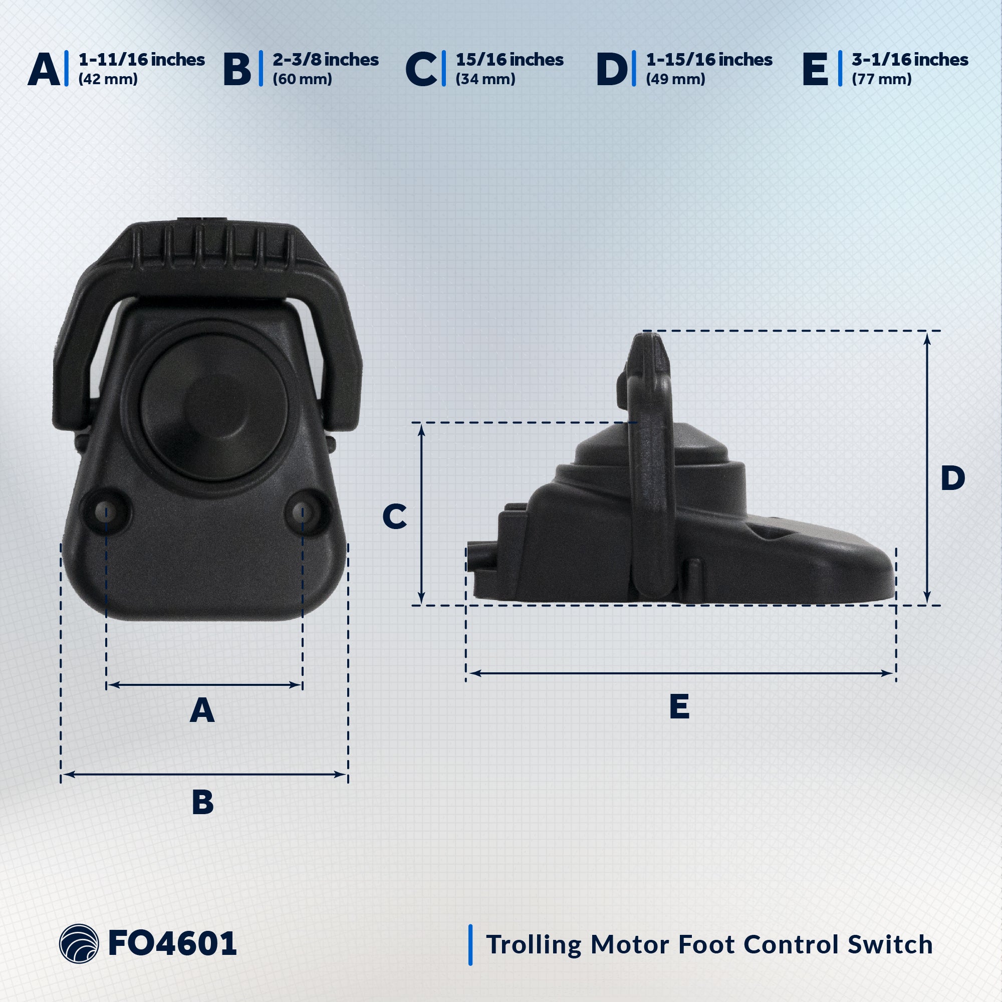 Trolling Motor Foot Switch with  On Lever Continuous Control, 12-24V - FO4601 - Five Oceans