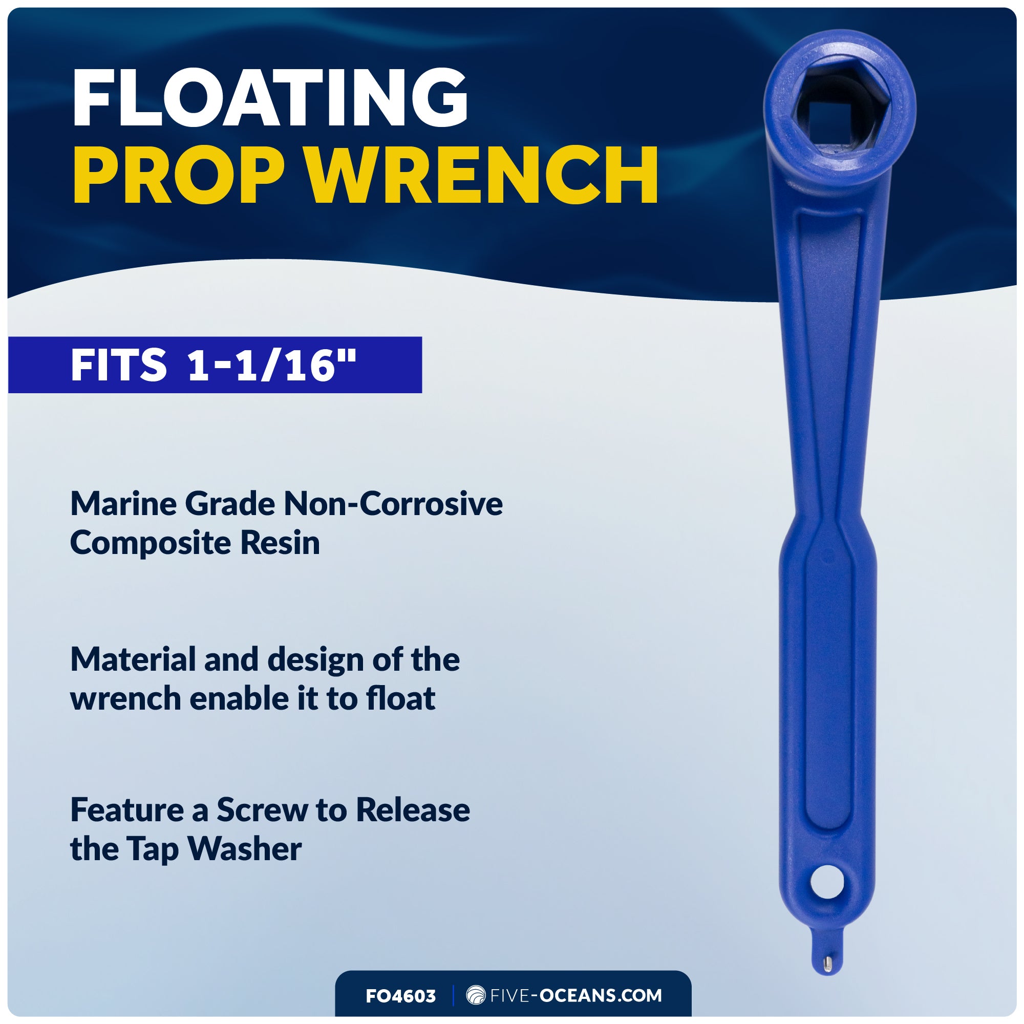 Floating Prop Wrench for Outboard Motors, Blue - FO4603 - Five Oceans
