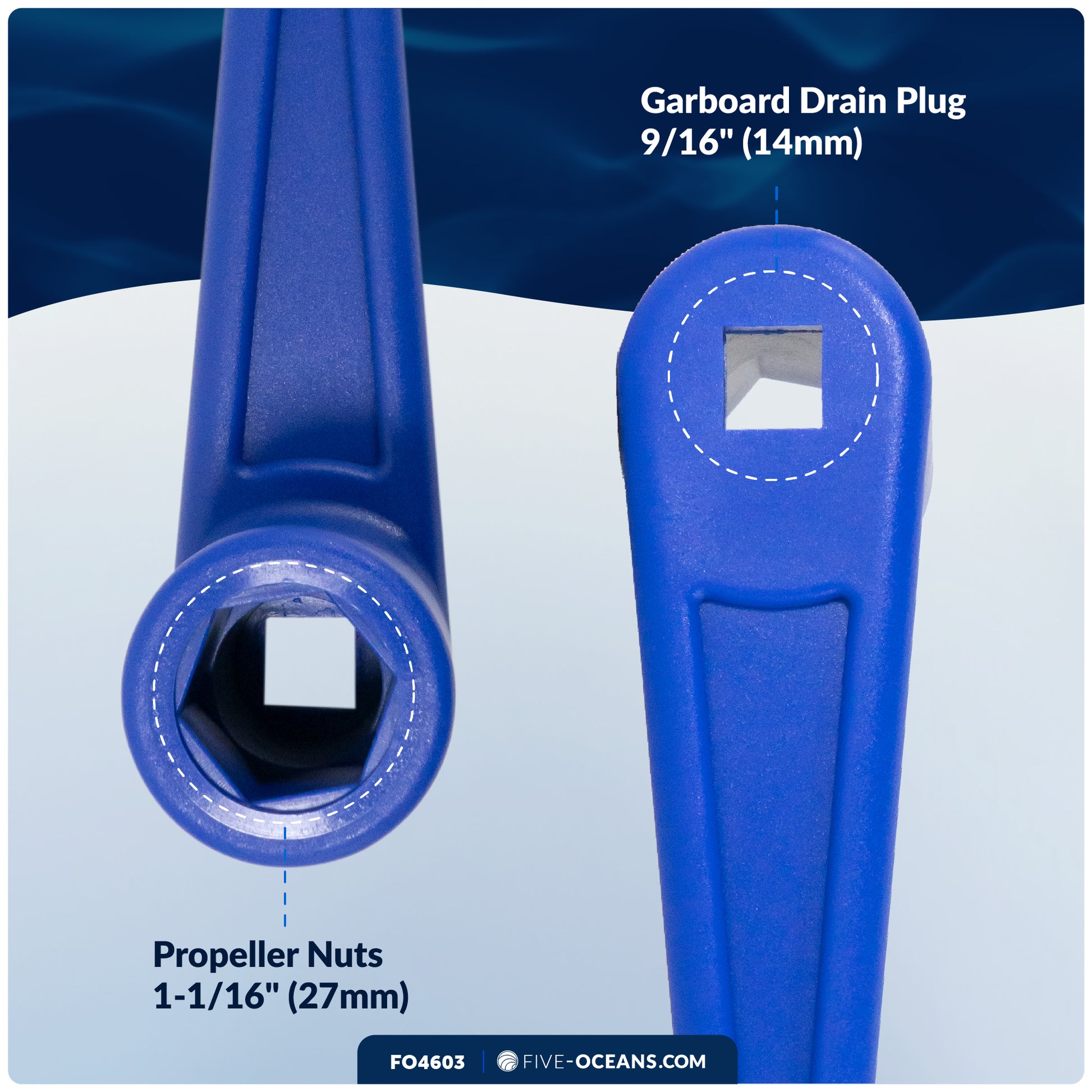 Floating Prop Wrench for Outboard Motors, Blue - FO4603 - Five Oceans