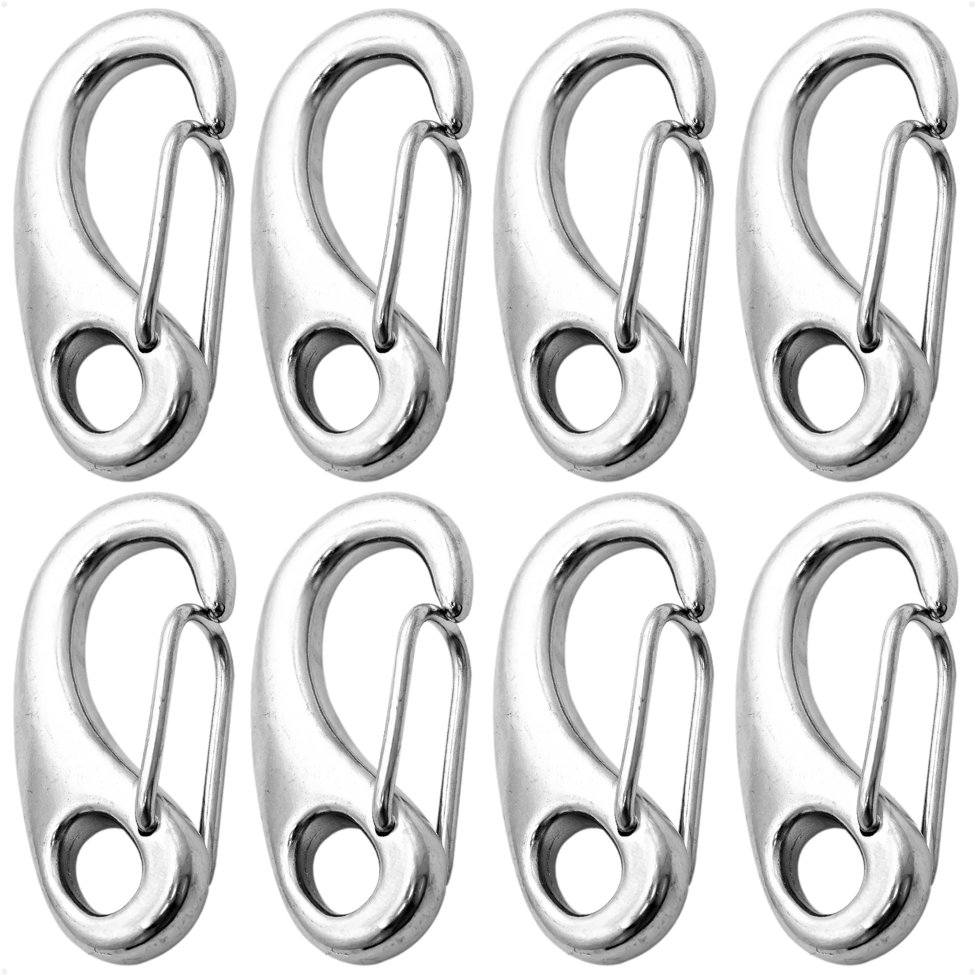 2" Spring Gate Snap Hook, AISI316 Stainless Steel, 8-Pack - FO461-M8 - Five Oceans