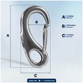 2" Spring Gate Snap Hook, AISI316 Stainless Steel, 8-Pack - FO461-M8 - Five Oceans