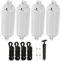 5.5" x 20" Inflatable Boat Fenders, White, 4-Pack