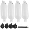 5.5" x 20" Inflatable Boat Fenders, White, 4-Pack