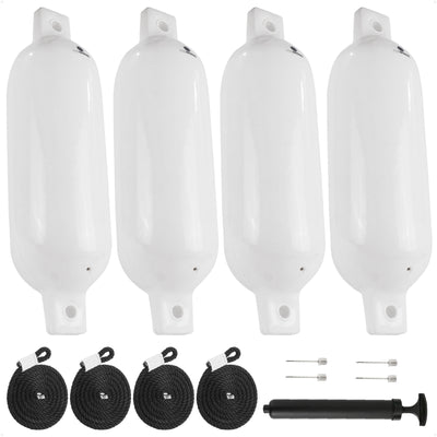 5.5" x 20" Inflatable Boat Fenders, White, 4-Pack