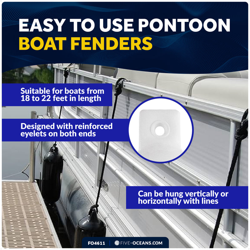 5.5" x 20" Inflatable Boat Fenders, White, 4-Pack