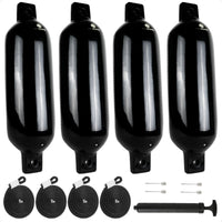 5.5" x 20" Inflatable Boat Fenders, Black, 4-Pack
