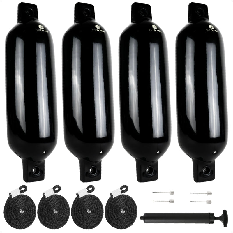 5.5" x 20" Inflatable Boat Fenders, Black, 4-Pack