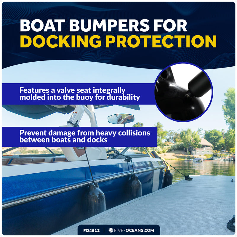5.5" x 20" Inflatable Boat Fenders, Black, 4-Pack