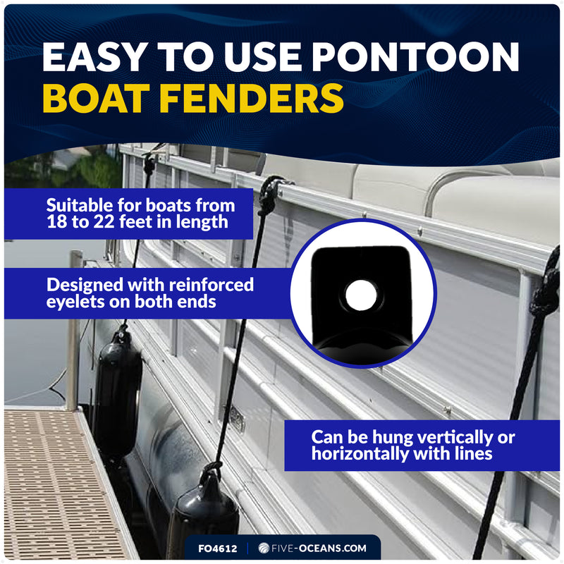 5.5" x 20" Inflatable Boat Fenders, Black, 4-Pack
