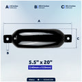 5.5" x 20" Inflatable Boat Fenders, Black, 4-Pack