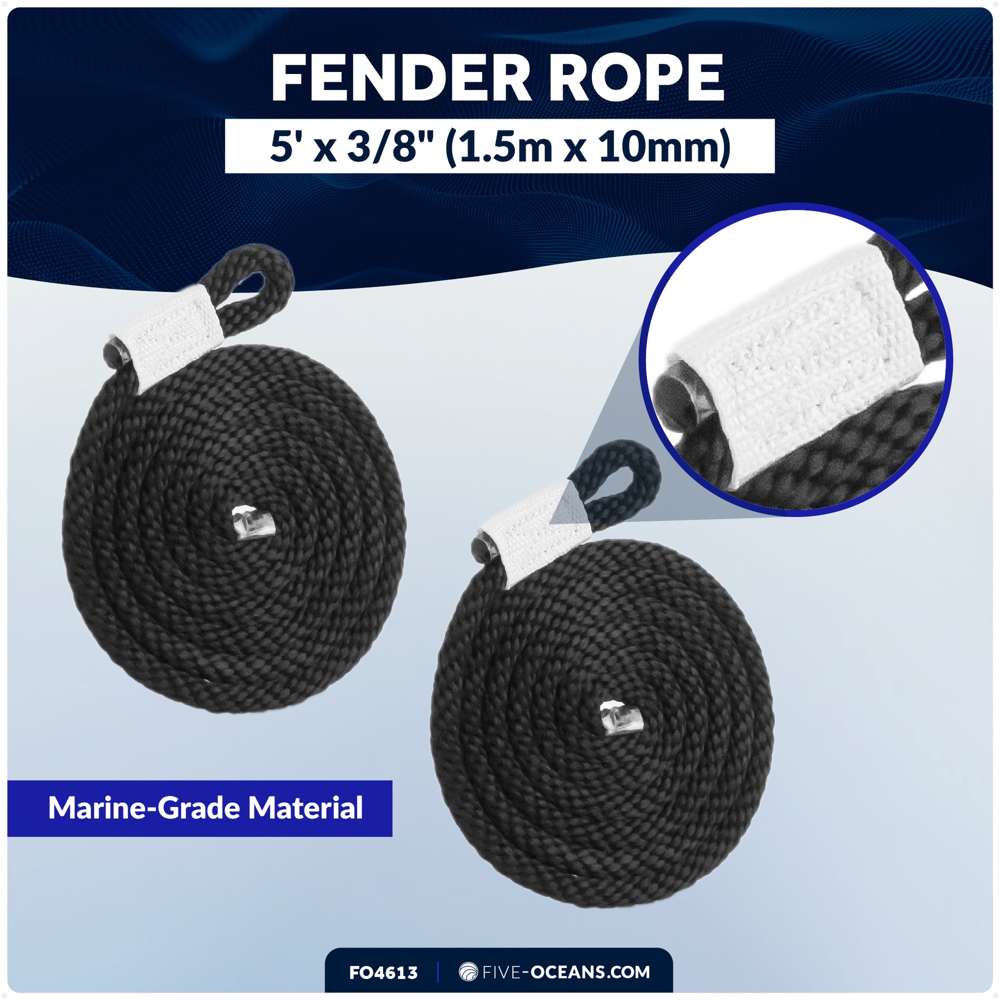 Boat Contour Fender 24" x 6-7/8" x 2-1/2", Blue, 2-Pack - FO4613 - Five Oceans