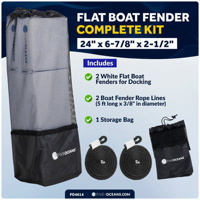 Flat Boat Fender 24" x 6-7/8" x 2-1/2", White, 2-Pack - FO4614 - Five Oceans