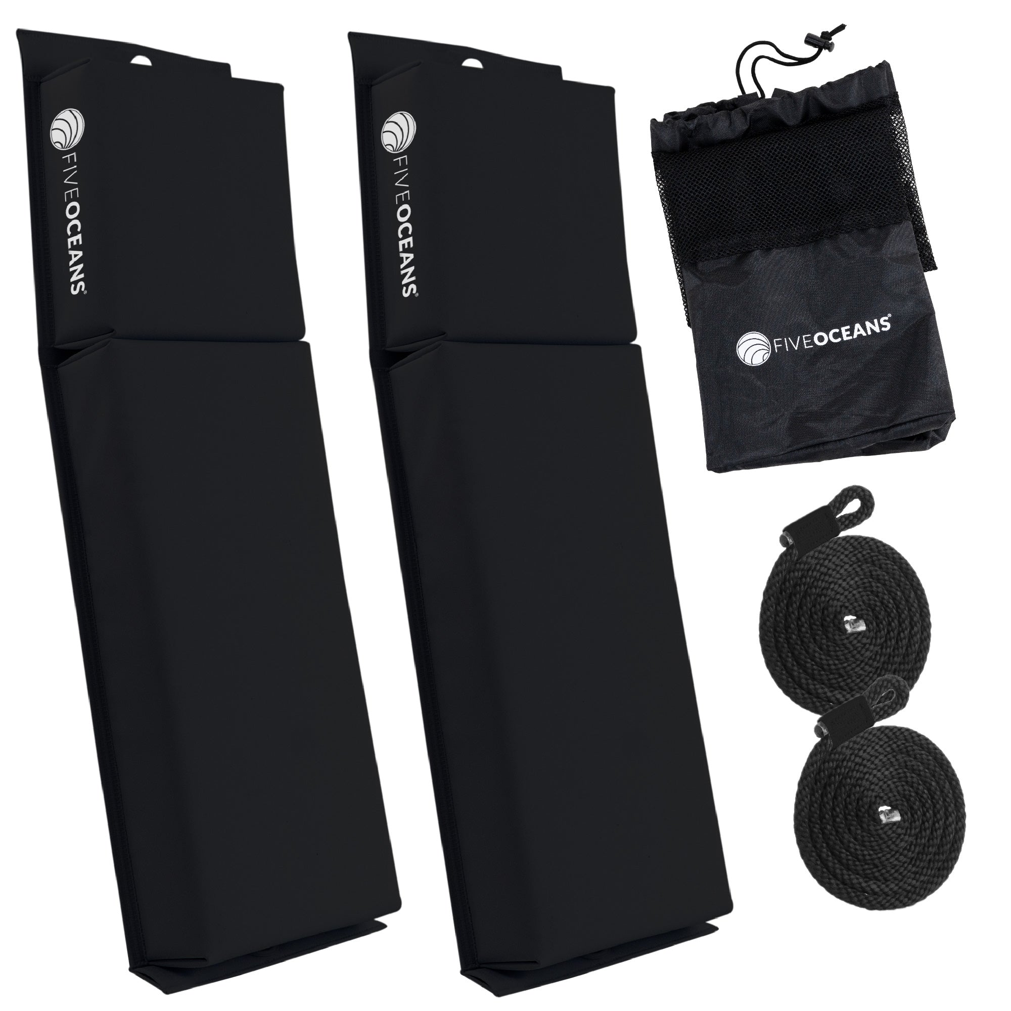 Flat Boat Fender 24" x 6-7/8" x 2-1/2", Black, 2-Pack - FO4615 - Five Oceans