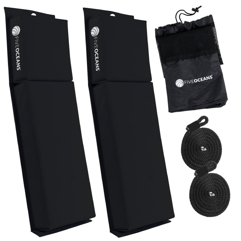 Flat Boat Fender 24" x 6-7/8" x 2-1/2", Black, 2-Pack - FO4615 - Five Oceans