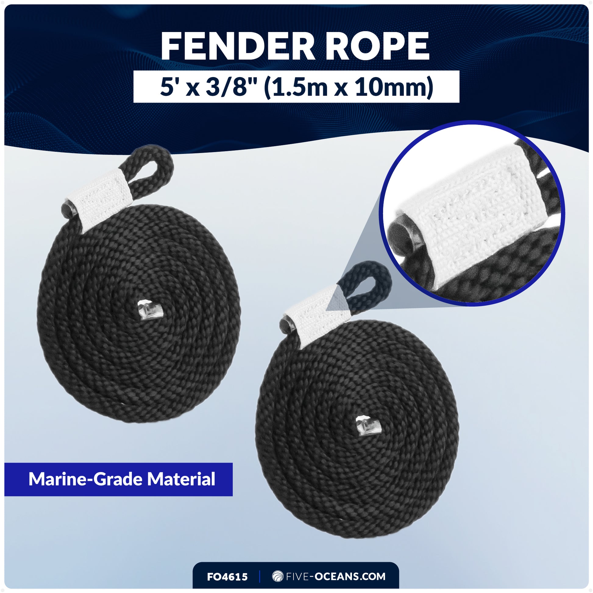 Boat Contour Fender 24" x 6-7/8" x 2-1/2", Black, 2-Pack - FO4615 - Five Oceans