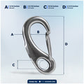 2-3/4" Spring Gate Snap Hook, AISI316 Stainless Steel, 2-Pack - FO462-M2 - Five Oceans