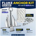 8 lb Slip-Ring Fluke Anchor Kit - Hand-Spliced Rope to Chain