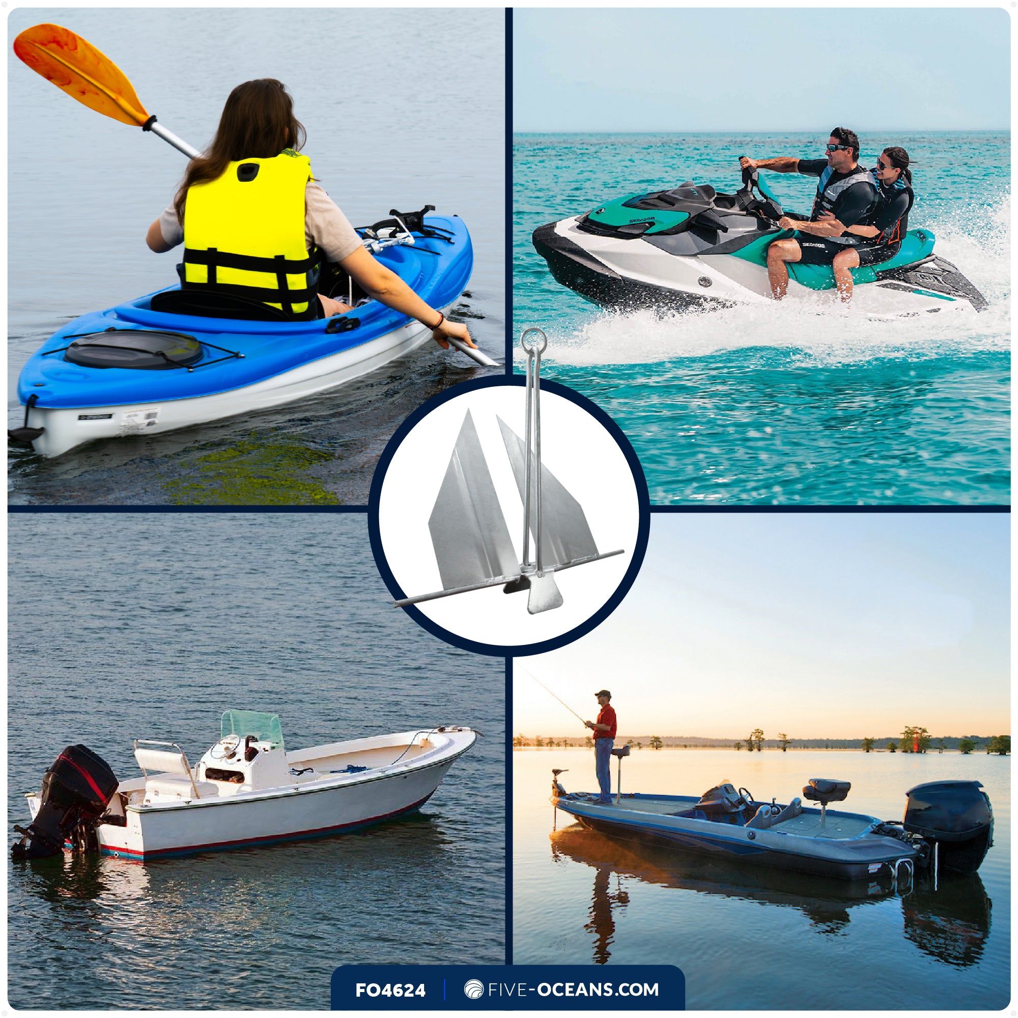 8 Lb. Slip-Ring Fluke Anchor, Galvanized Steel - FO4624