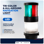 Masthead LED Tri-Color / Anchor Navigation Light, 12V DC - 2NM - FO4625 - Five Oceans