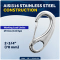 2-3/4" Spring Gate Snap Hook, AISI316 Stainless Steel - FO462 - Five Oceans