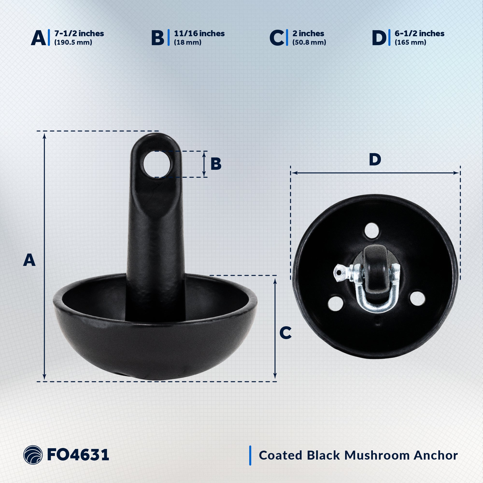 Black Mushroom Anchor, 8 lb - FO4631