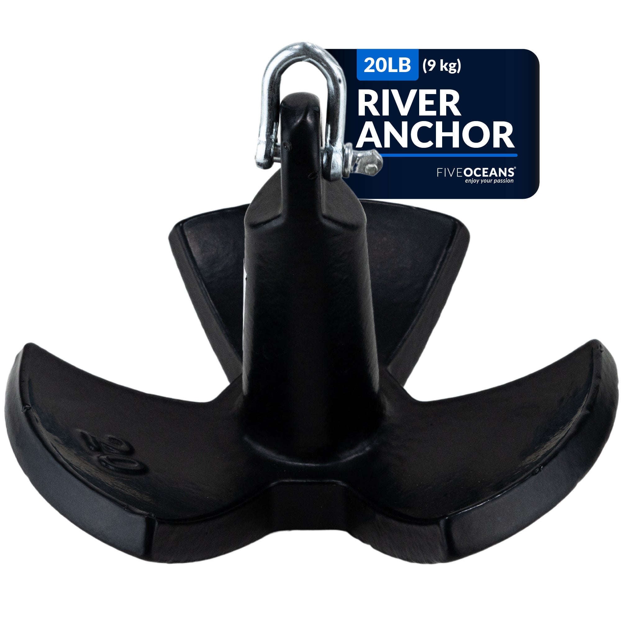 River Anchor, 20 Lb, Cast Iron Black PVC Vinyl Coated - FO4633