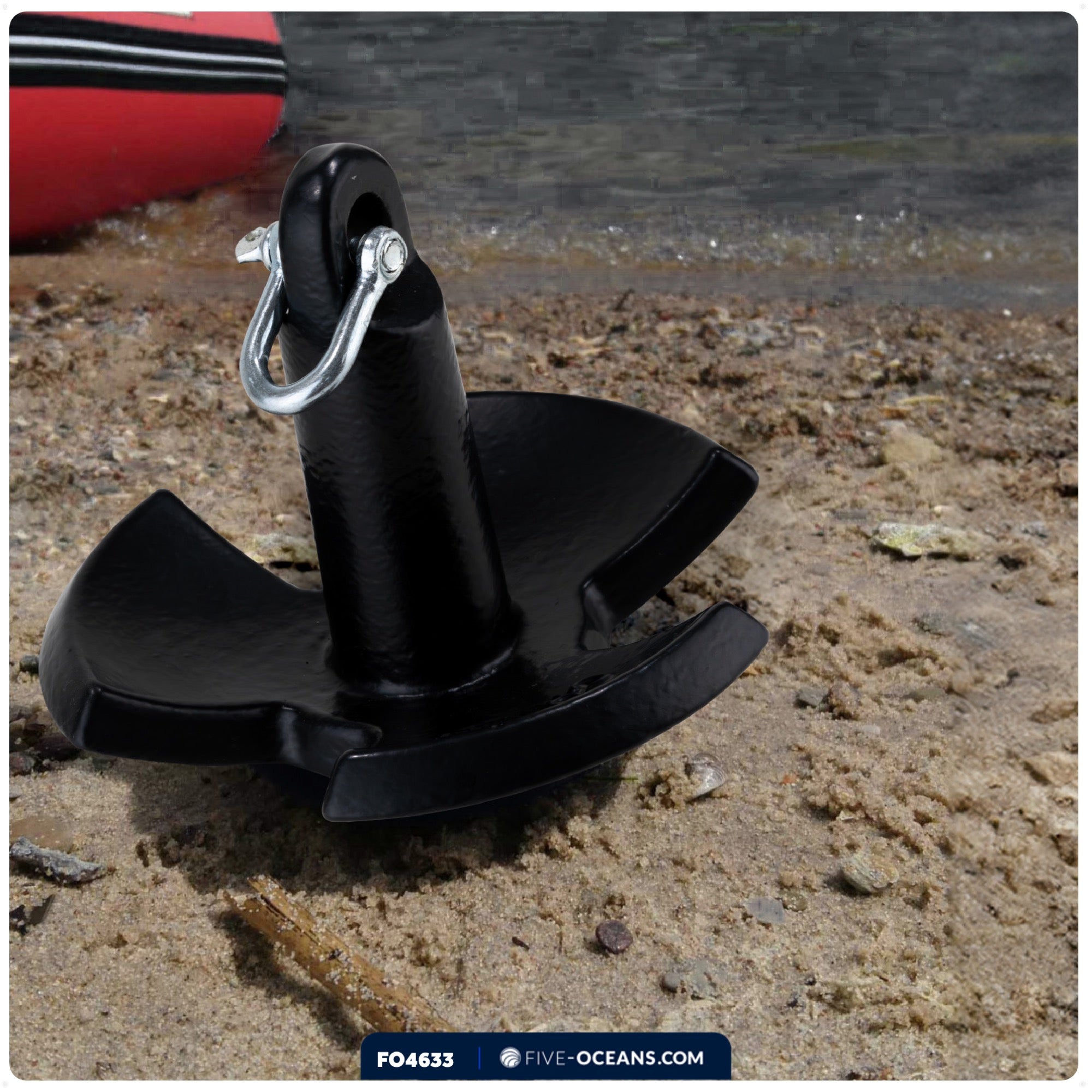 River Anchor, 20 Lb, Cast Iron Black PVC Vinyl Coated - FO4633 - Five Oceans