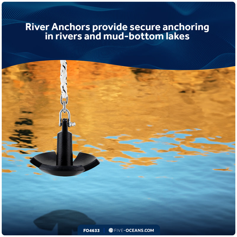 20 Lb. River Anchor, Black, Vinyl Coated - FO4633 - Five Oceans
