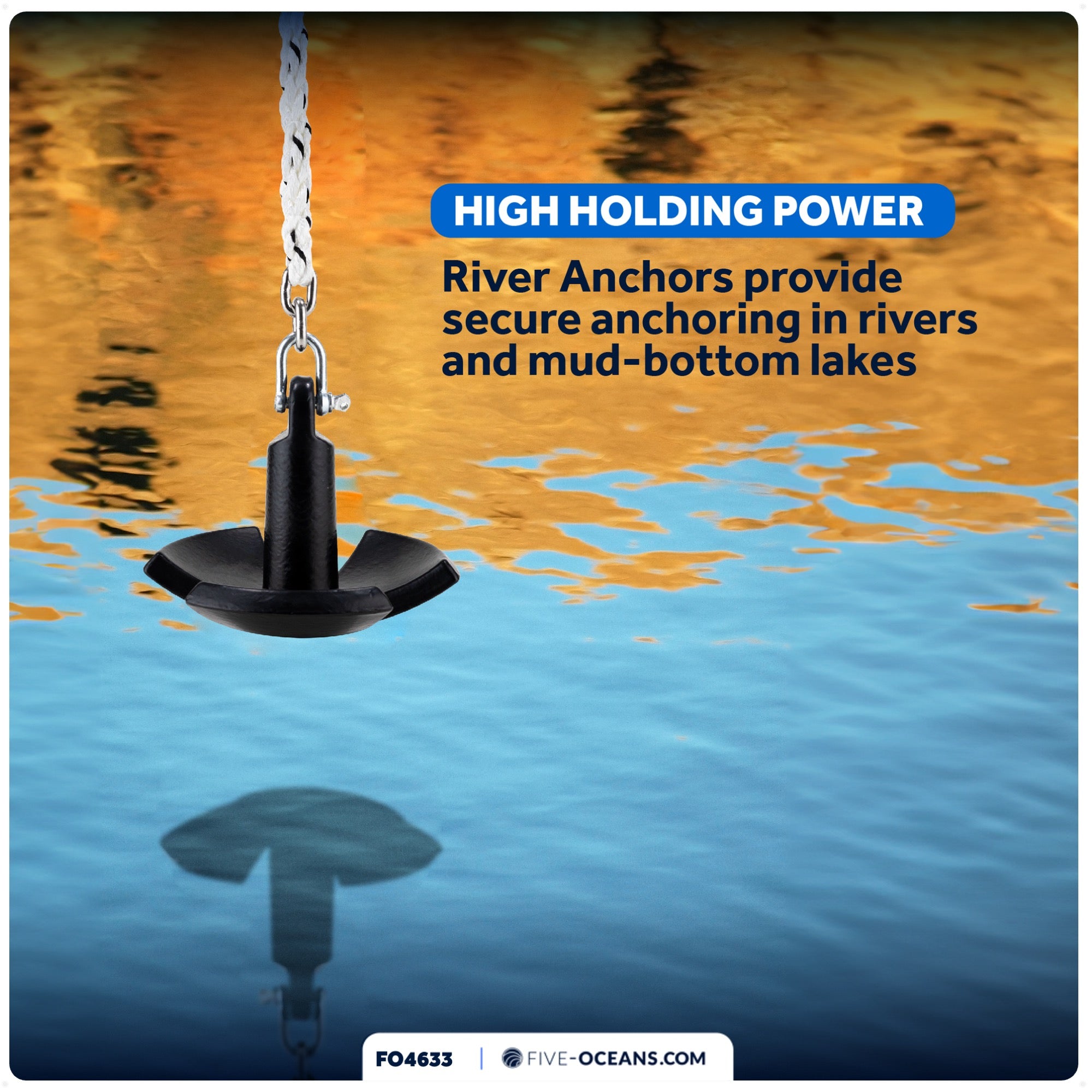 20 Lb. River Anchor, Black, Vinyl Coated – FO4633 - Five Oceans