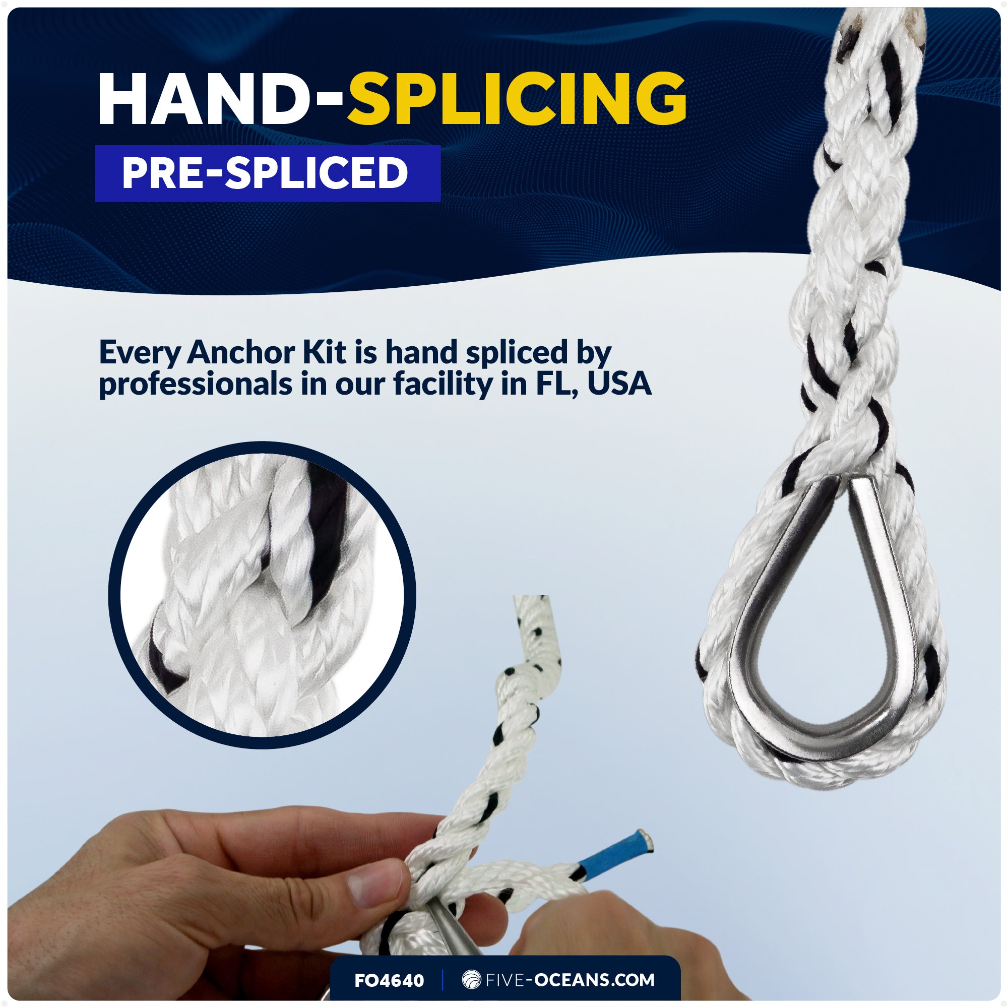 8 Lb Boat Fluke Anchor Kit, Hot Dipped Galvanized, Rope, Chain and Shackle - FO4640 - Five Oceans
