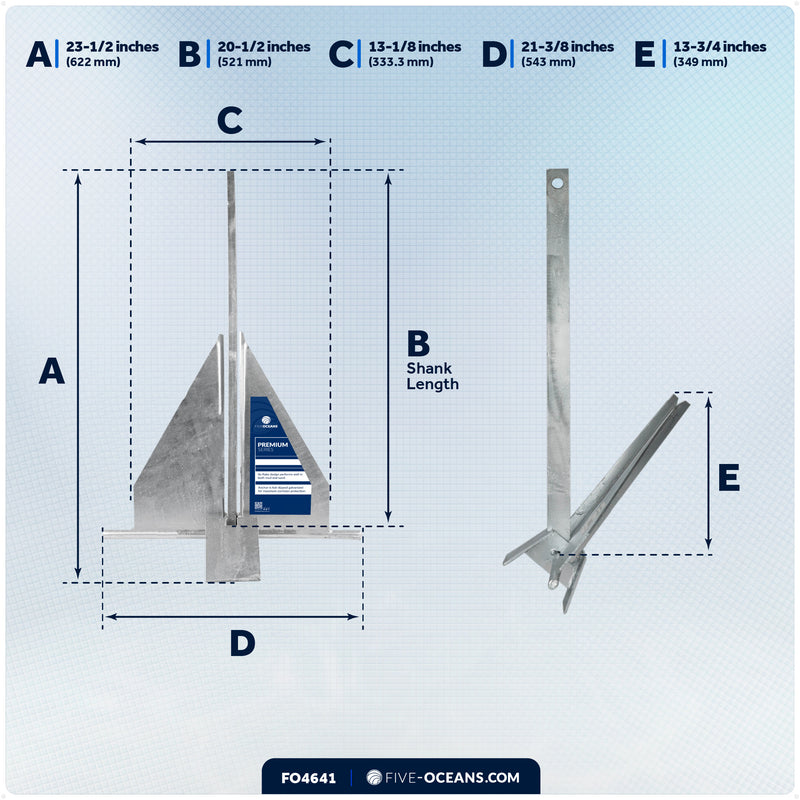 13 Lb. Fluke Anchor Kit - FO4641 - Five Oceans
