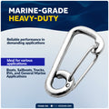3-1/8" Asymmetric Snap Hook Carabiner, AISI316 Stainless Steel, 4-Pack - FO465-M4 - Five Oceans