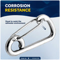 3-1/8" Asymmetric Snap Hook Carabiner, AISI316 Stainless Steel, 4-Pack - FO465-M4 - Five Oceans