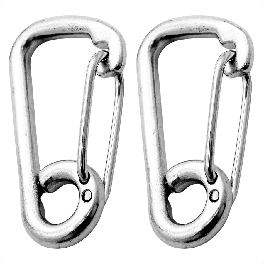 4" Asymmetric Snap Hook Carabiner, AISI316 Stainless Steel, 2-Pack - FO466-M2 - Five Oceans