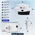 1100 GPH / 4164 LPH Automatic Bilge Pump Plumbing Kit, 12V, 1-1/8" (29mm) Hose and Thru-hull Fitting, 41" 18-Gauge Wire - FO4660-C1 - Five Oceans