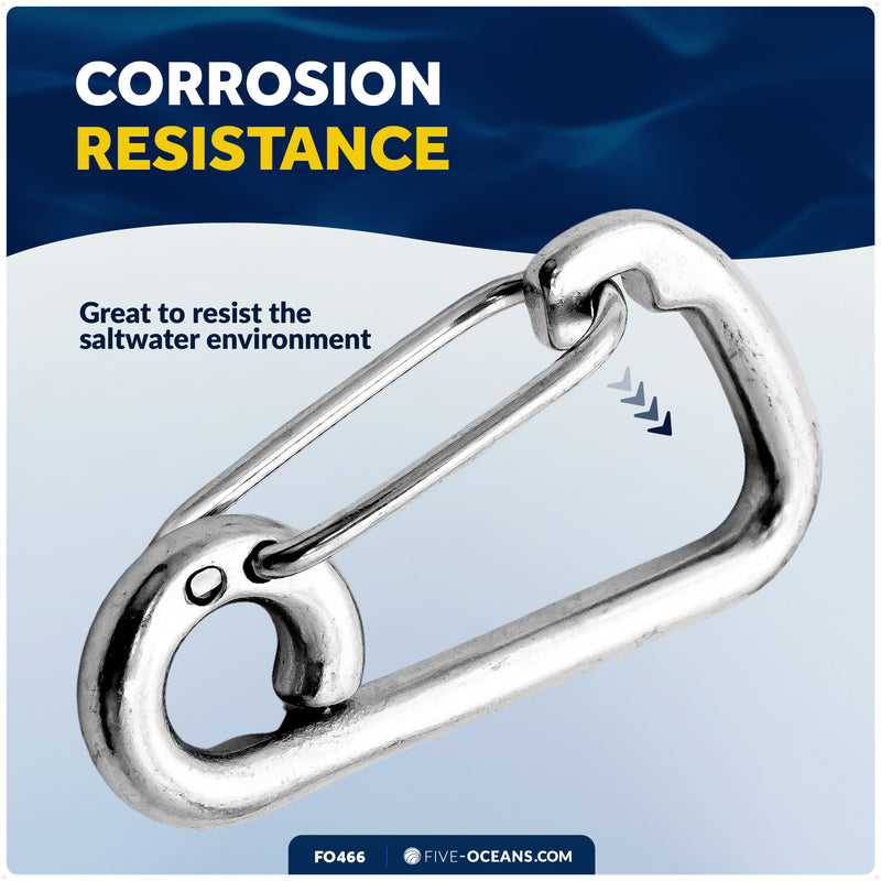 4" Asymmetric Snap Hook Carabiner, AISI316 Stainless Steel - FO466 - Five Oceans